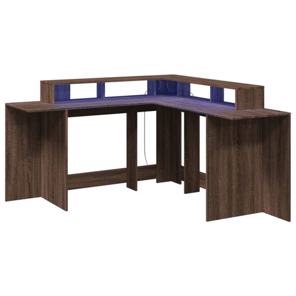 Scrivania Con Luci Led Marrone Rovere 152x152x91 Cm Truciolato - Image 3