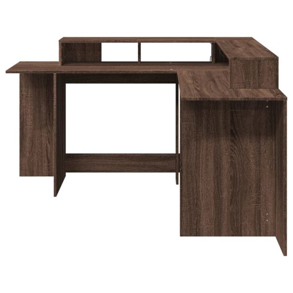 Scrivania Con Luci Led Marrone Rovere 152x152x91 Cm Truciolato - Image 6