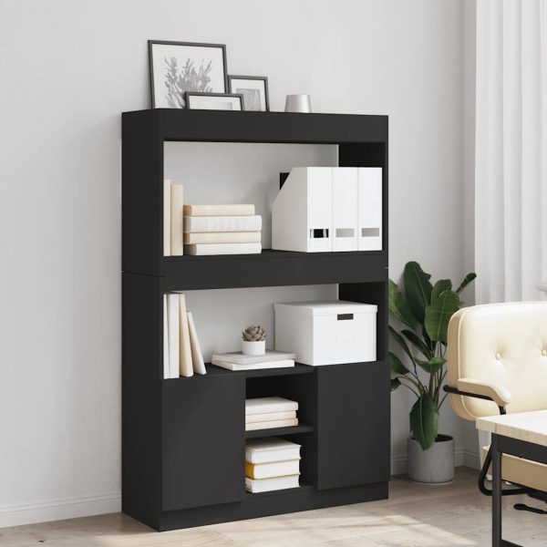 Credenza Nera 92x33x140 Cm In Legno Multistrato - Image 3