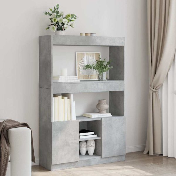 Credenza Grigio Cemento 92x33x140 Cm In Legno Multistrato