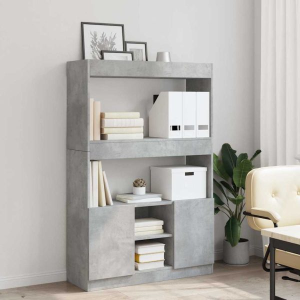 Credenza Grigio Cemento 92x33x140 Cm In Legno Multistrato - Image 3