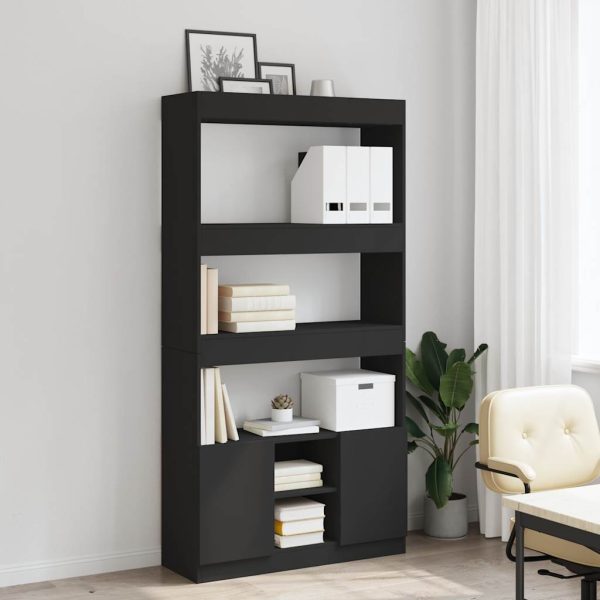 Credenza Nera 92x33x180 Cm In Legno Multistrato - Image 3