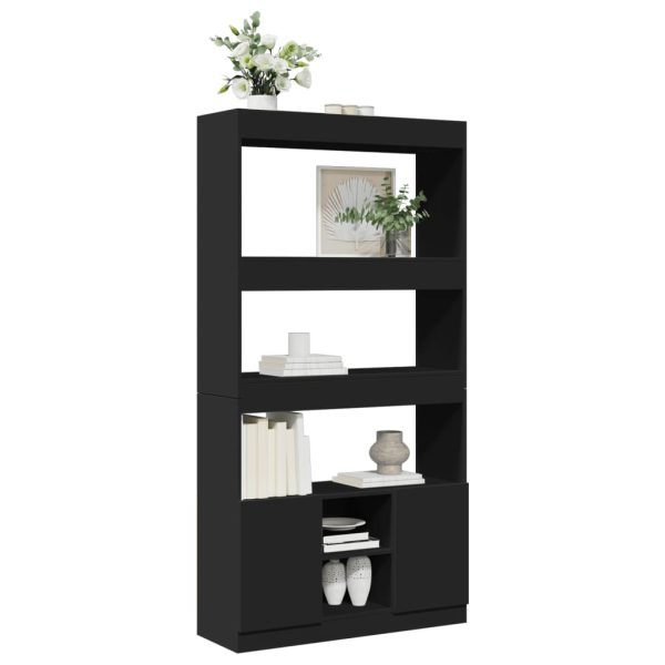 Credenza Nera 92x33x180 Cm In Legno Multistrato - Image 4