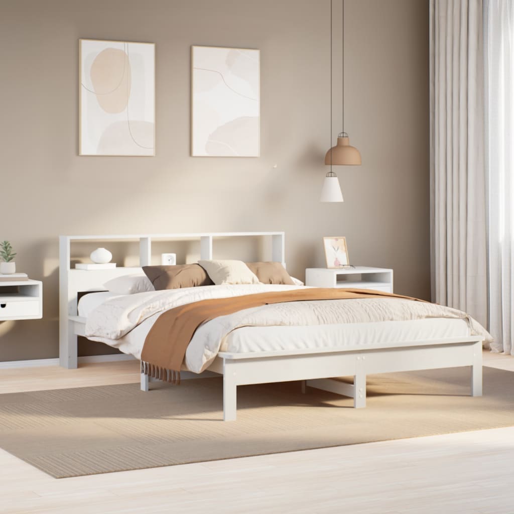 Letto Senza Materasso Bianco 140x200 Cm Legno Massello Di Pino