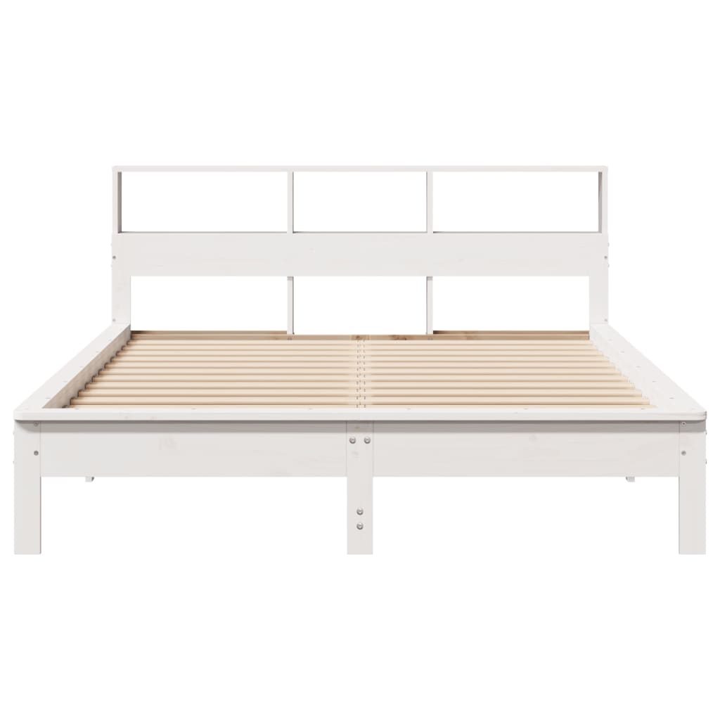 Letto Senza Materasso Bianco 140x190 Cm Legno Massello Di Pino - Image 4