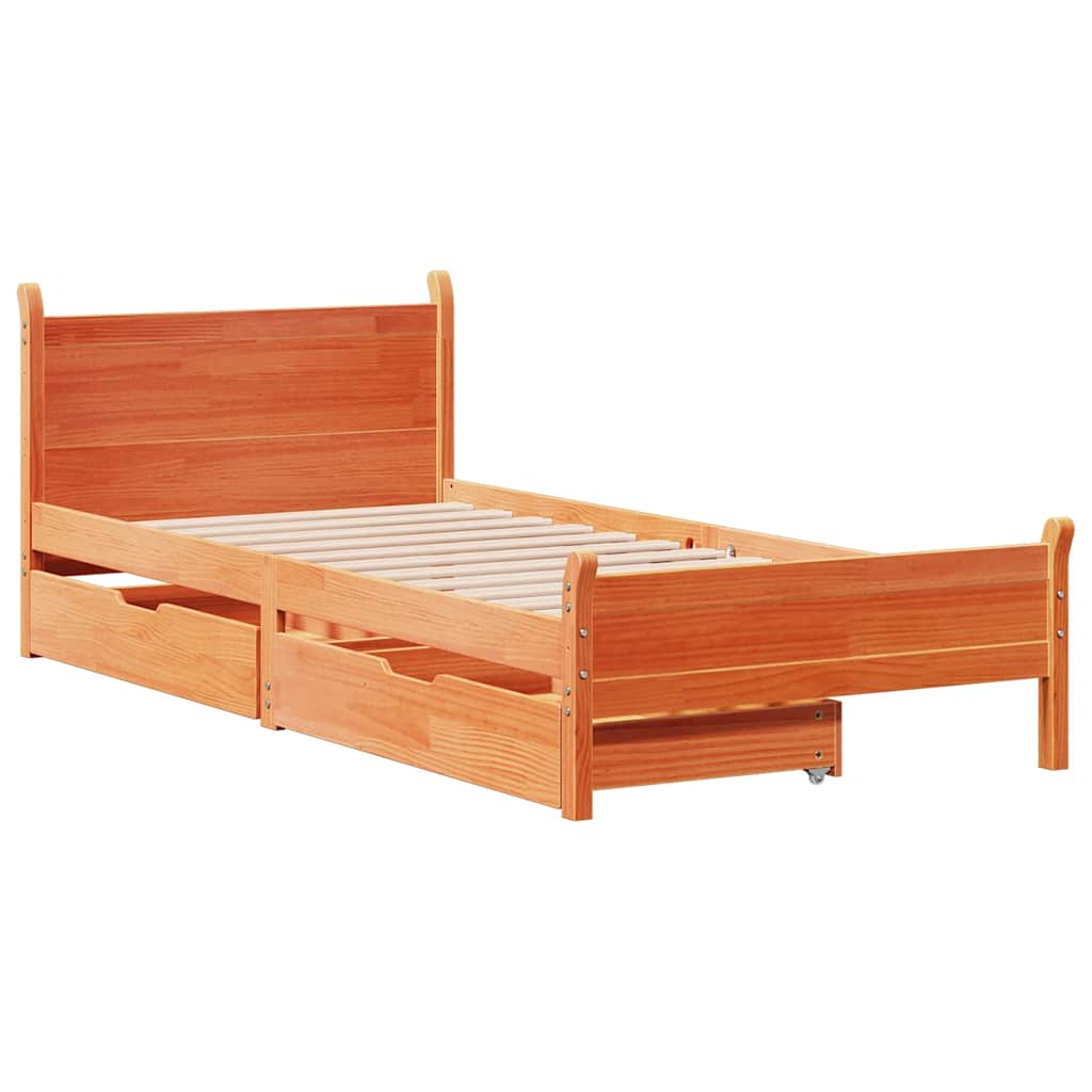 Letto Senza Materasso Marrone Cera 90x200 Cm Legno Di Pino - Image 3