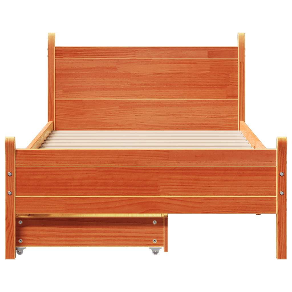 Letto Senza Materasso Marrone Cera 90x200 Cm Legno Di Pino - Image 4