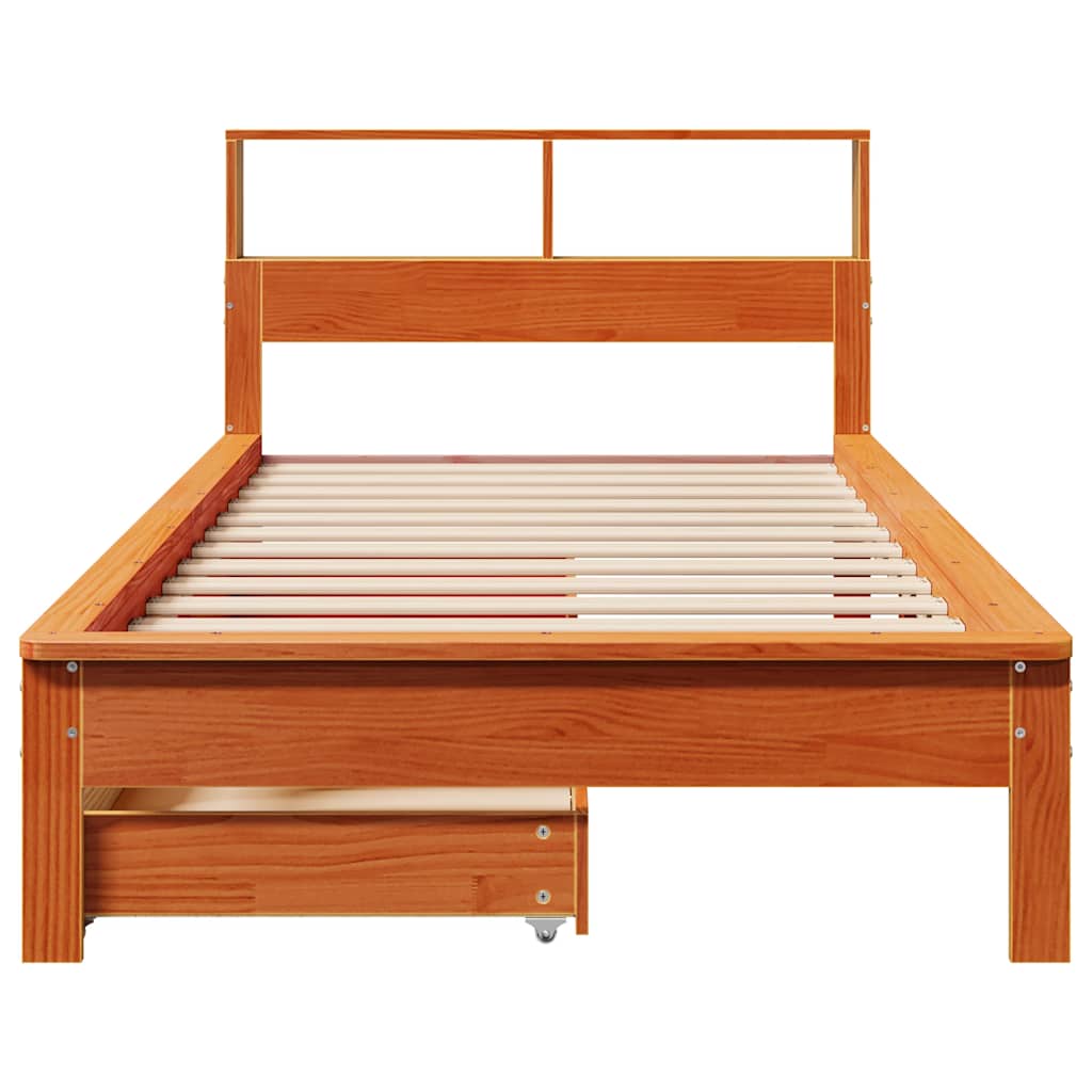 Letto Libreria Senza Materasso Marrone Cera 90x200 Cm In Pino - Image 4
