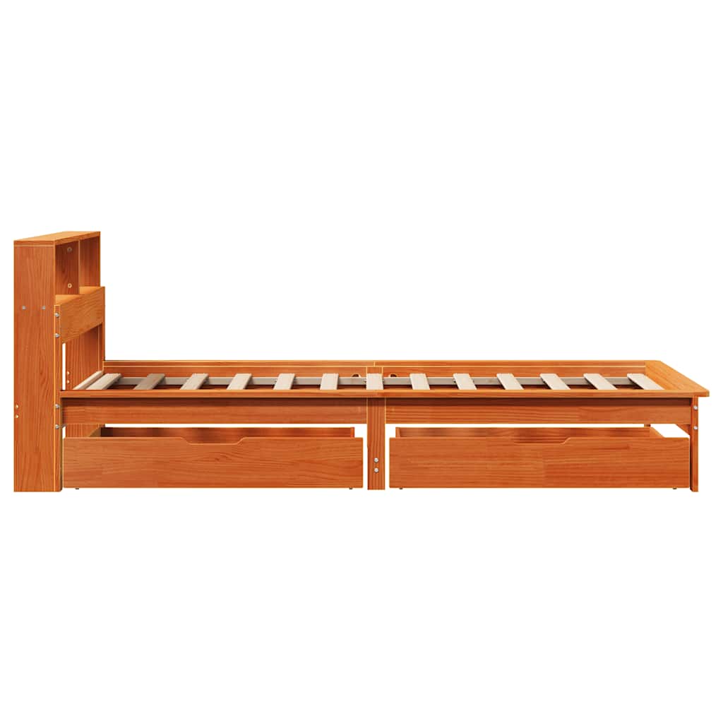 Letto Libreria Senza Materasso Marrone Cera 90x200 Cm In Pino - Image 5