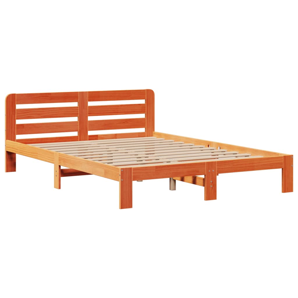 Letto Libreria Senza Materasso Marrone Cera 140x200 Cm In Pino - Image 5