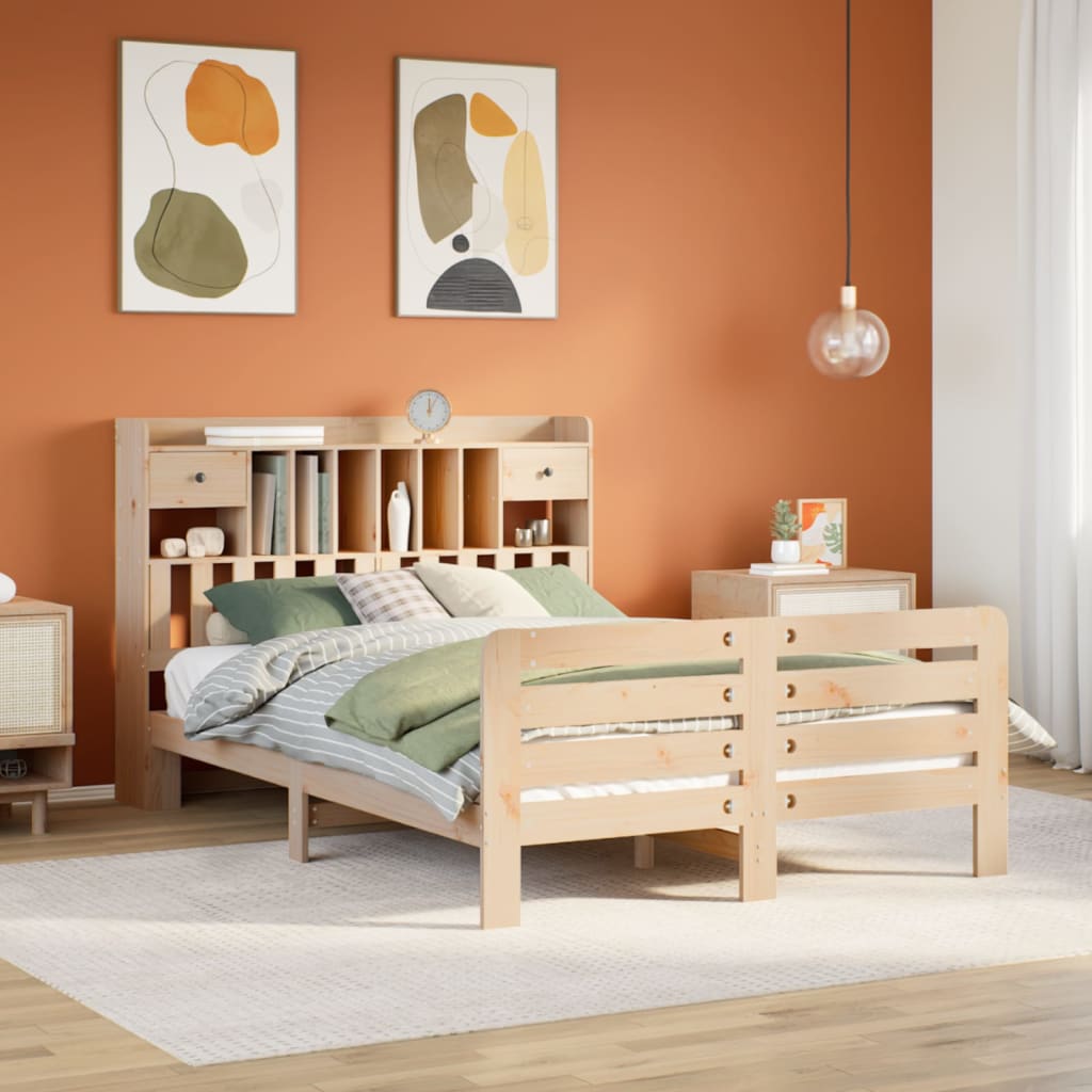 Letto Libreria Senza Materasso 160x200 Cm In Legno Di Pino