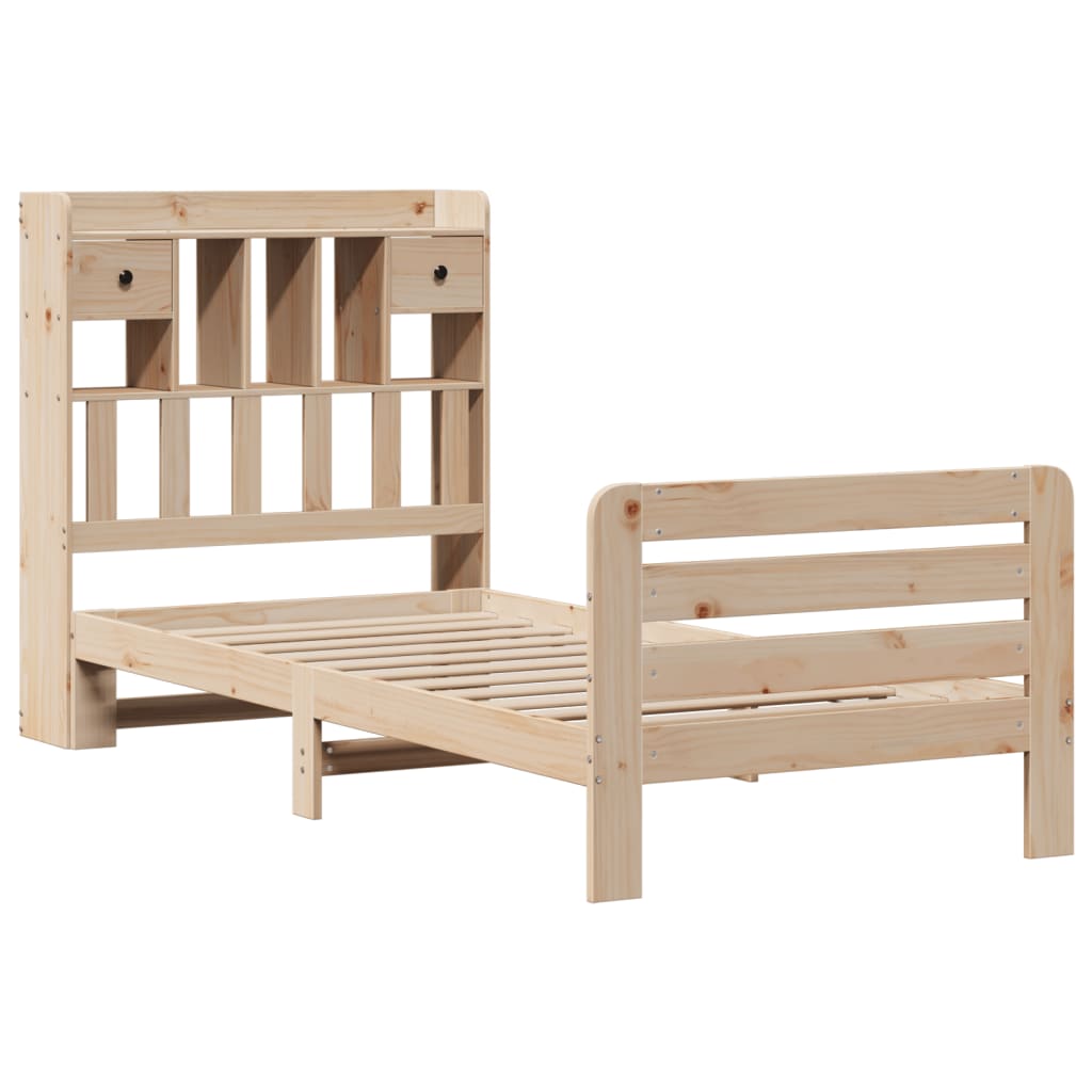 Giroletto Con Libreria Senza Materasso 75x190 Cm In Legno Pino - Image 3