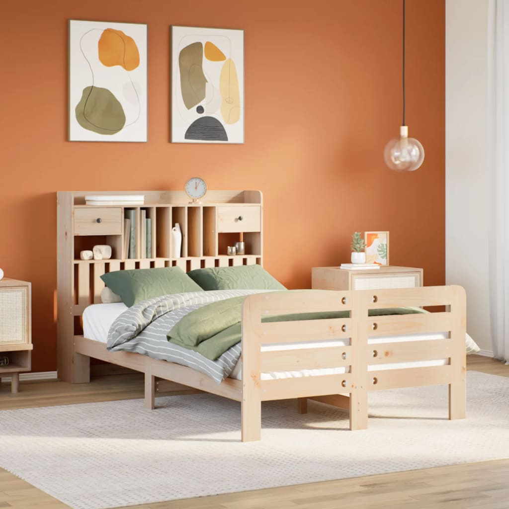 Letto Libreria Senza Materasso 135x190 Cm In Legno Di Pino