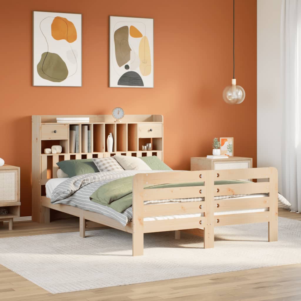 Letto Libreria Senza Materasso 140x190 Cm In Legno Di Pino