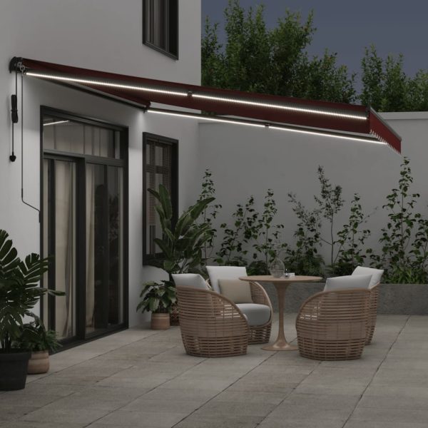 Tenda Da Sole Retrattile Automatica Con Led Bordò 450x300 cm - Image 3