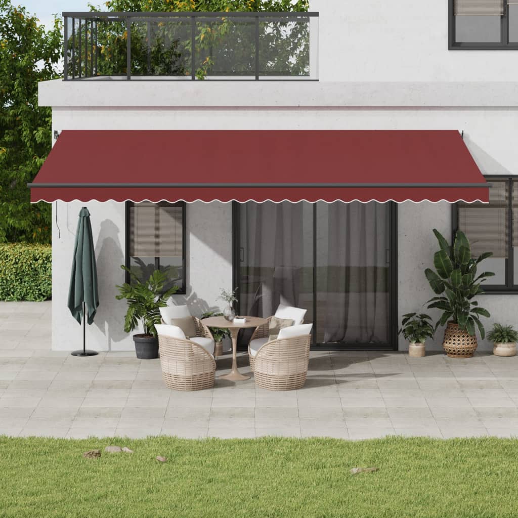 Tenda Da Sole Retrattile Manuale Con Led Bordò 600x300 cm