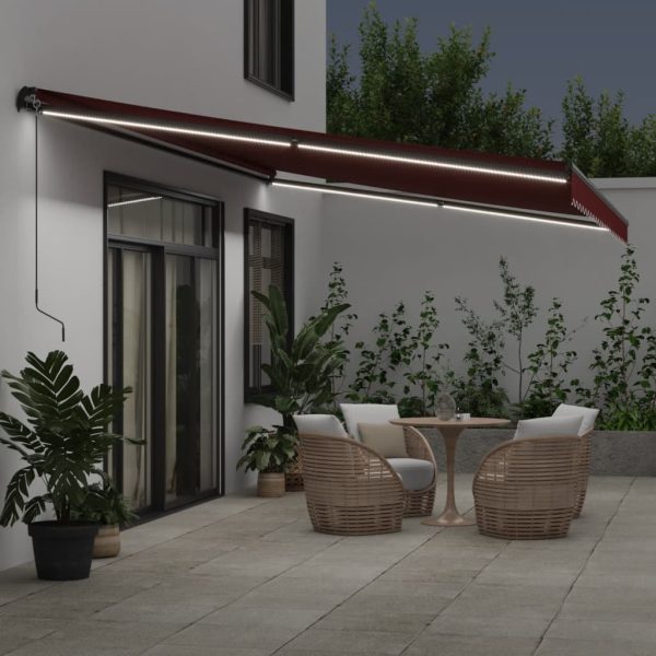 Tenda Da Sole Retrattile Manuale Con Led Bordò 600x300 cm - Image 3