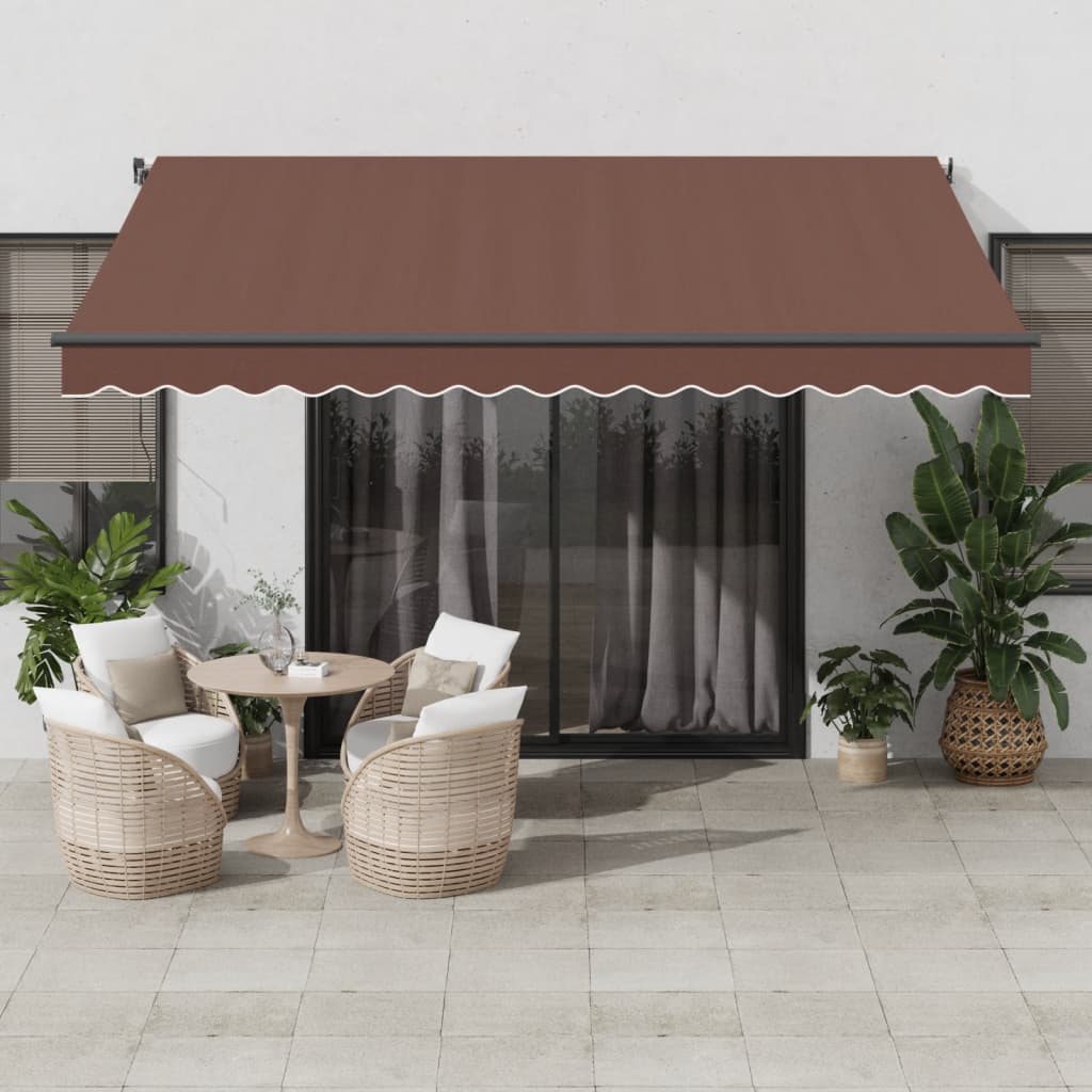 Tenda Da Sole Retrattile Manuale Con Led Marrone 400x300 cm
