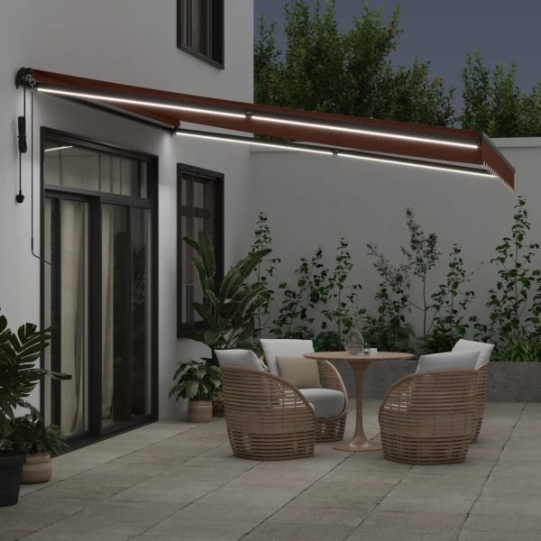 Tenda Da Sole Retrattile Automatica Con Led Marrone 400x300 cm - Image 3