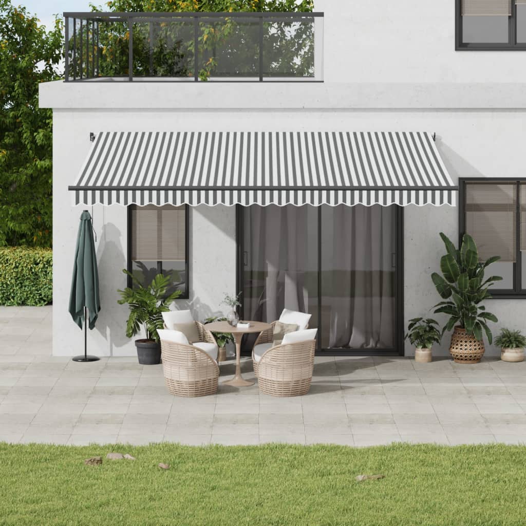 Tenda Retrattile Manuale Con Led Antracite/ Bianco 500x300 cm