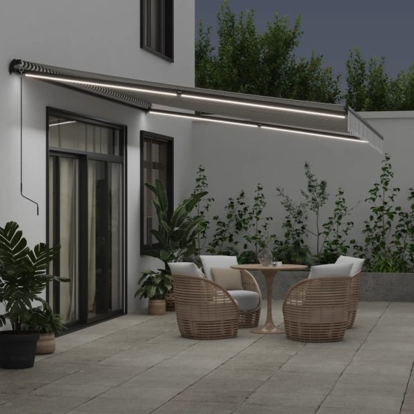 Tenda Retrattile Manuale Con Led Antracite/ Bianco 500x300 cm - Image 3