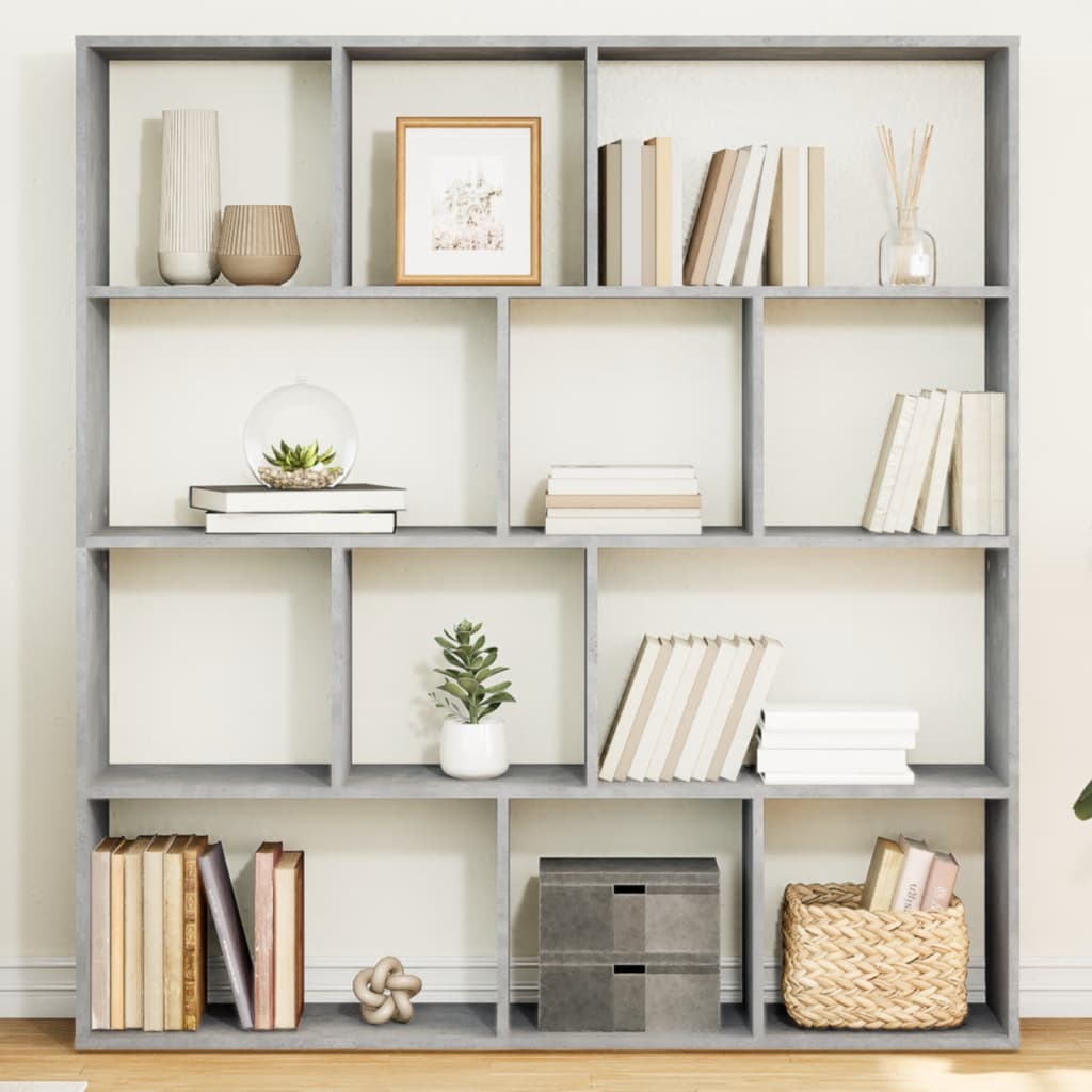 Libreria Grigio Cemento 132x29x141,5 Cm In Legno Multistrato