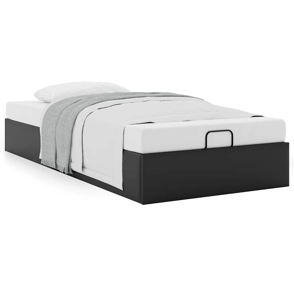 Struttura Letto Pouf Senza Materasso Nero 90x190 Cm Similpelle - Image 4