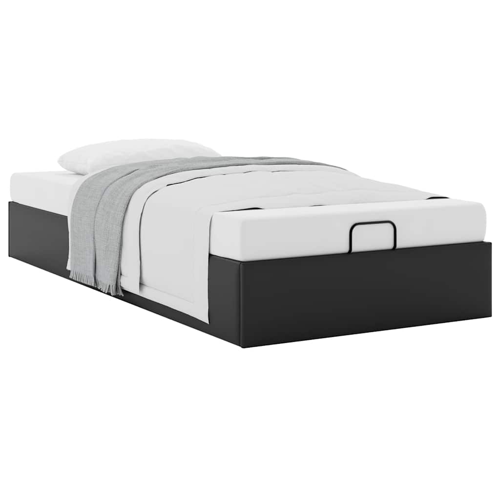 Struttura Letto Pouf Senza Materasso Nero 90x190 Cm Similpelle - Image 5