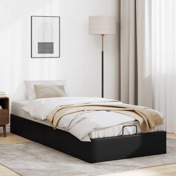 Struttura Letto Pouf Senza Materasso Nero 90x200 Cm Similpelle - Image 3