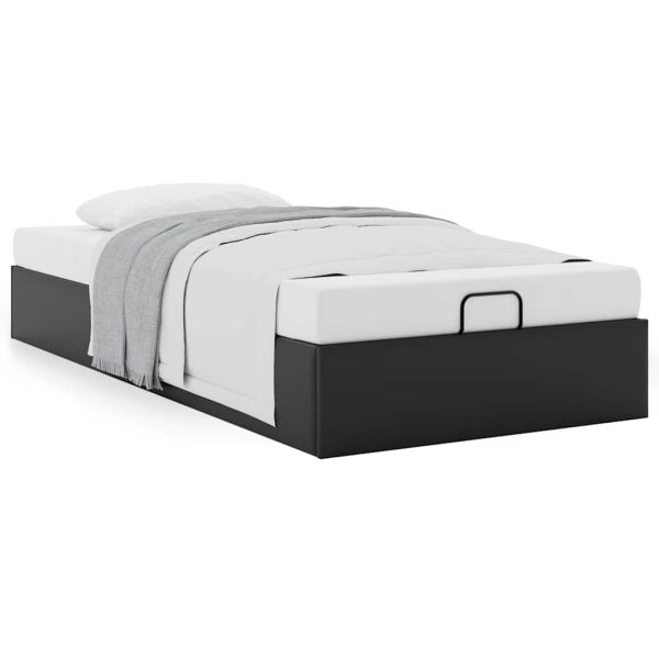 Struttura Letto Pouf Senza Materasso Nero 90x200 Cm Similpelle - Image 4