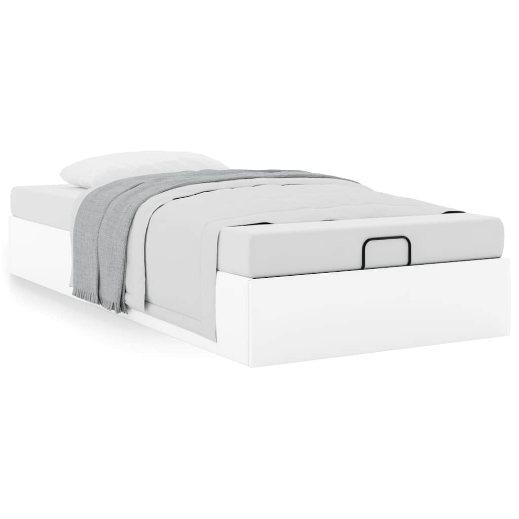 Struttura Letto Pouf Senza Materasso Bianco 90x200cm Similpelle - Image 4