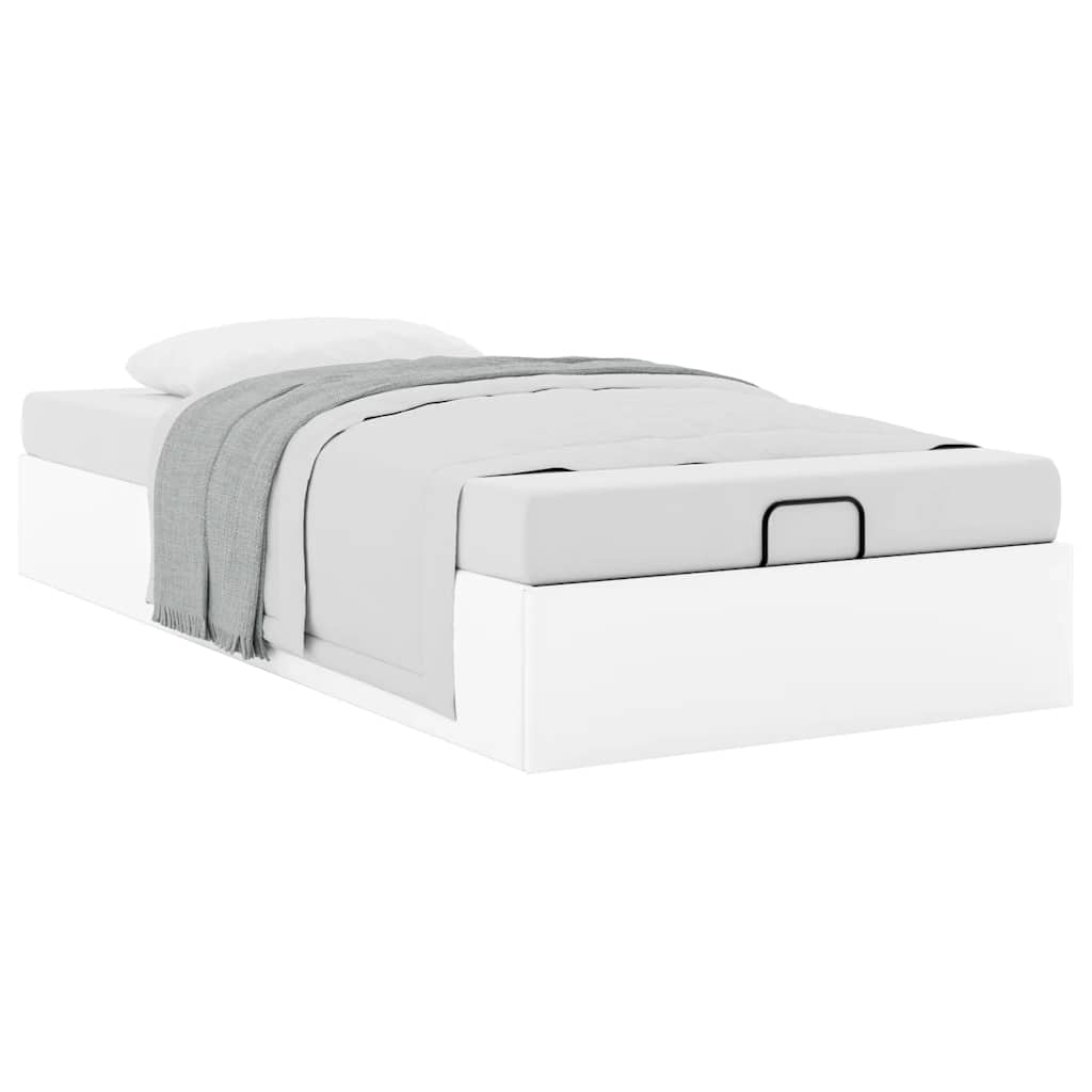 Struttura Letto Pouf Senza Materasso Bianco 90x200cm Similpelle - Image 5