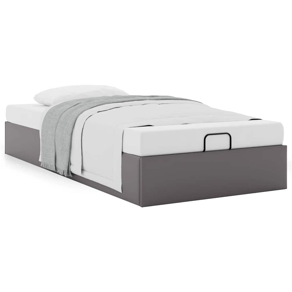 Struttura Letto Pouf Senza Materasso Grigio 90x200cm Similpelle - Image 4