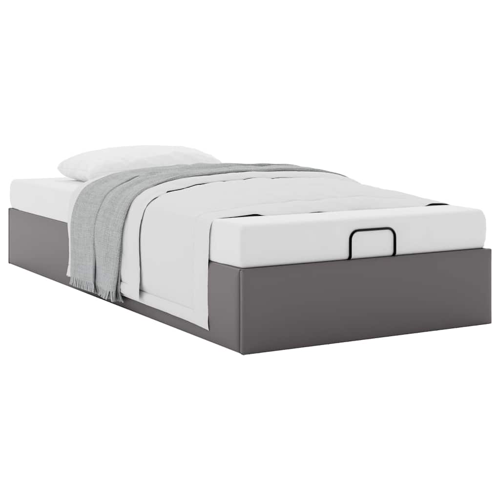 Struttura Letto Pouf Senza Materasso Grigio 90x200cm Similpelle - Image 5