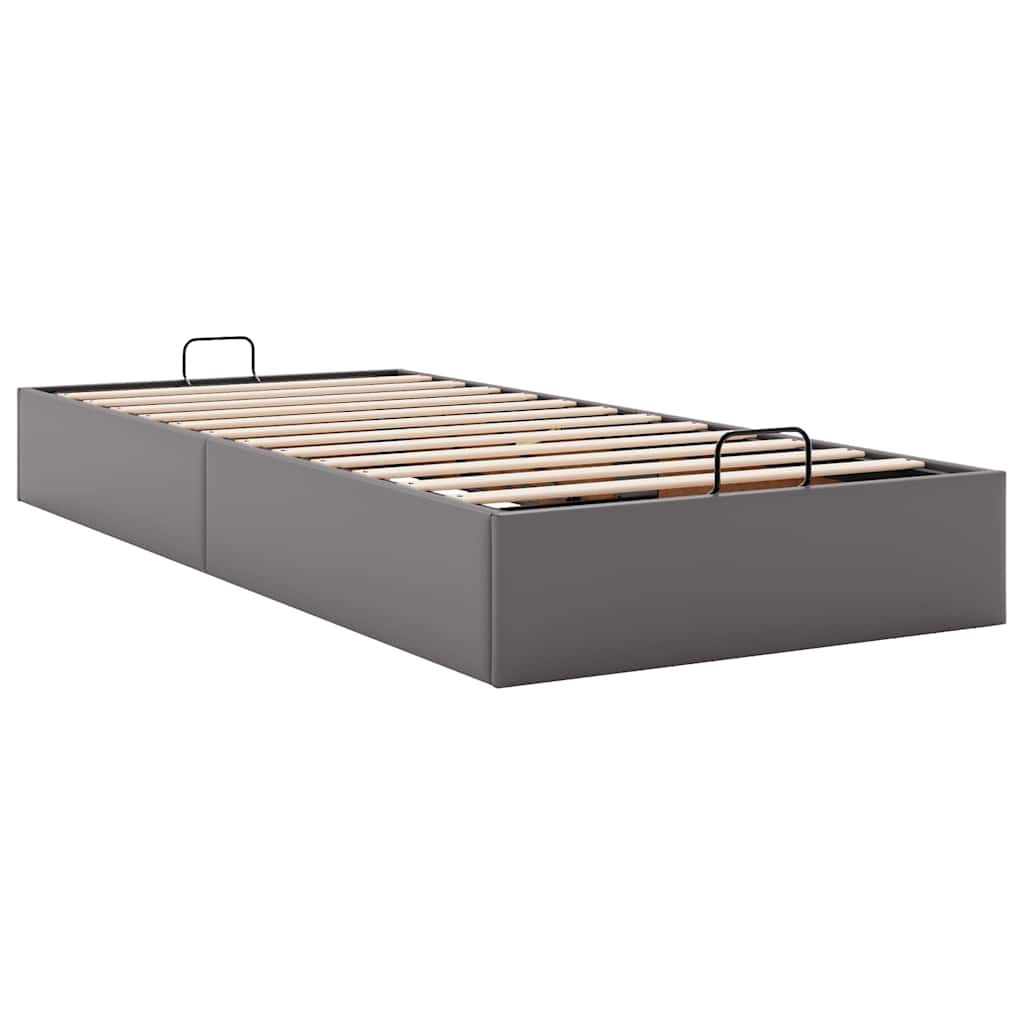 Struttura Letto Pouf Senza Materasso Grigio 90x200cm Similpelle - Image 6