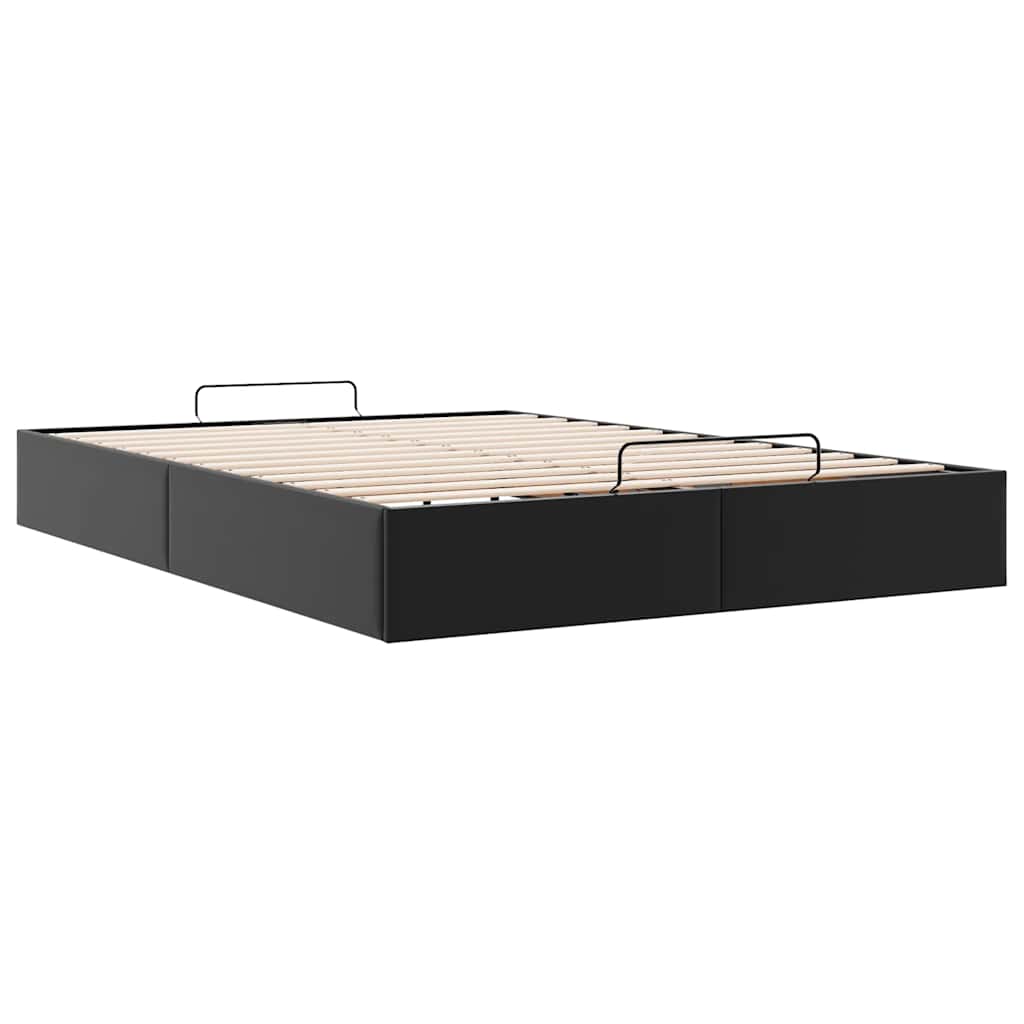 Struttura Letto Pouf Senza Materasso Nero 140x190 Cm Similpelle - Image 6
