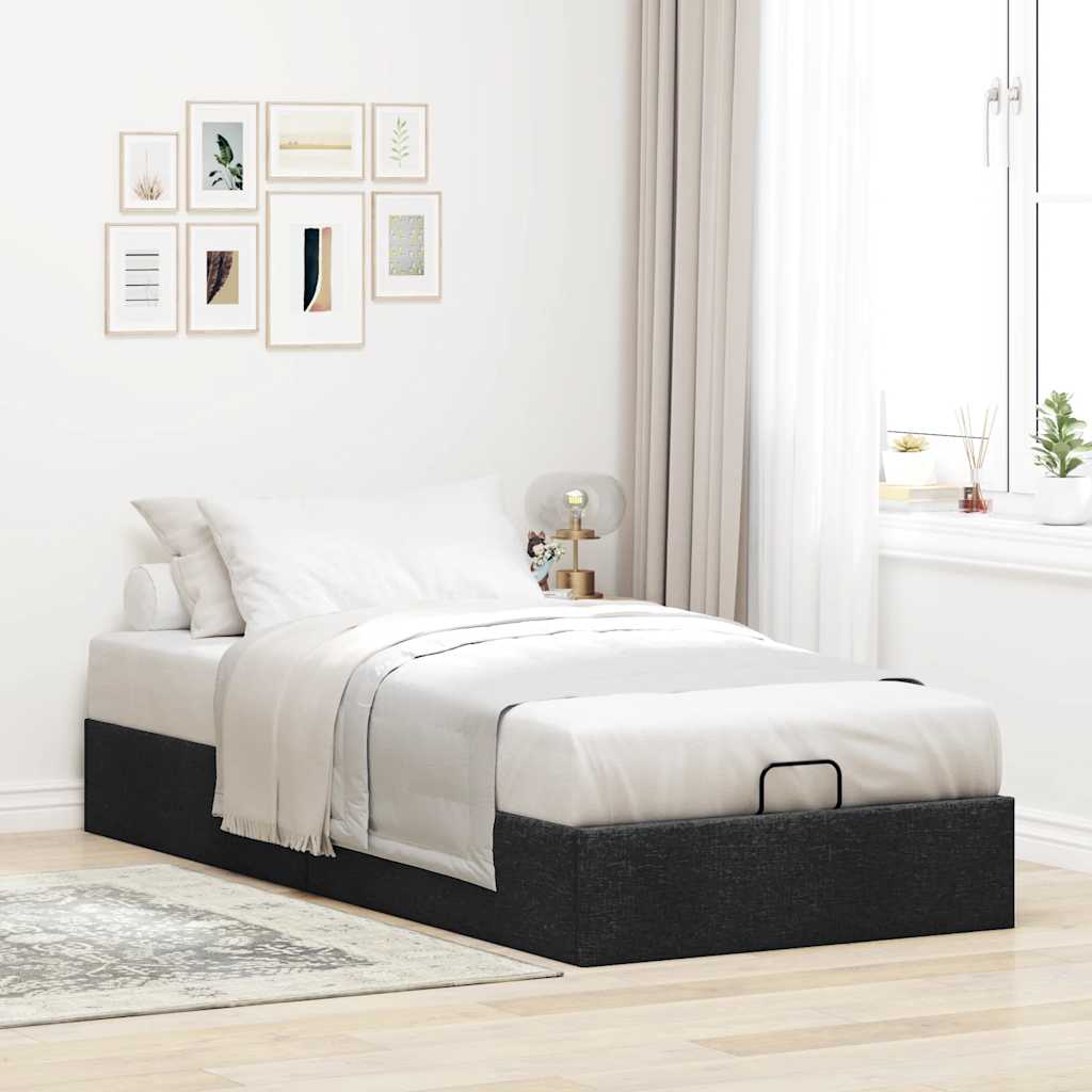 Struttura Letto Pouf Senza Materasso Nero 90x190 Cm In Tessuto - Image 3