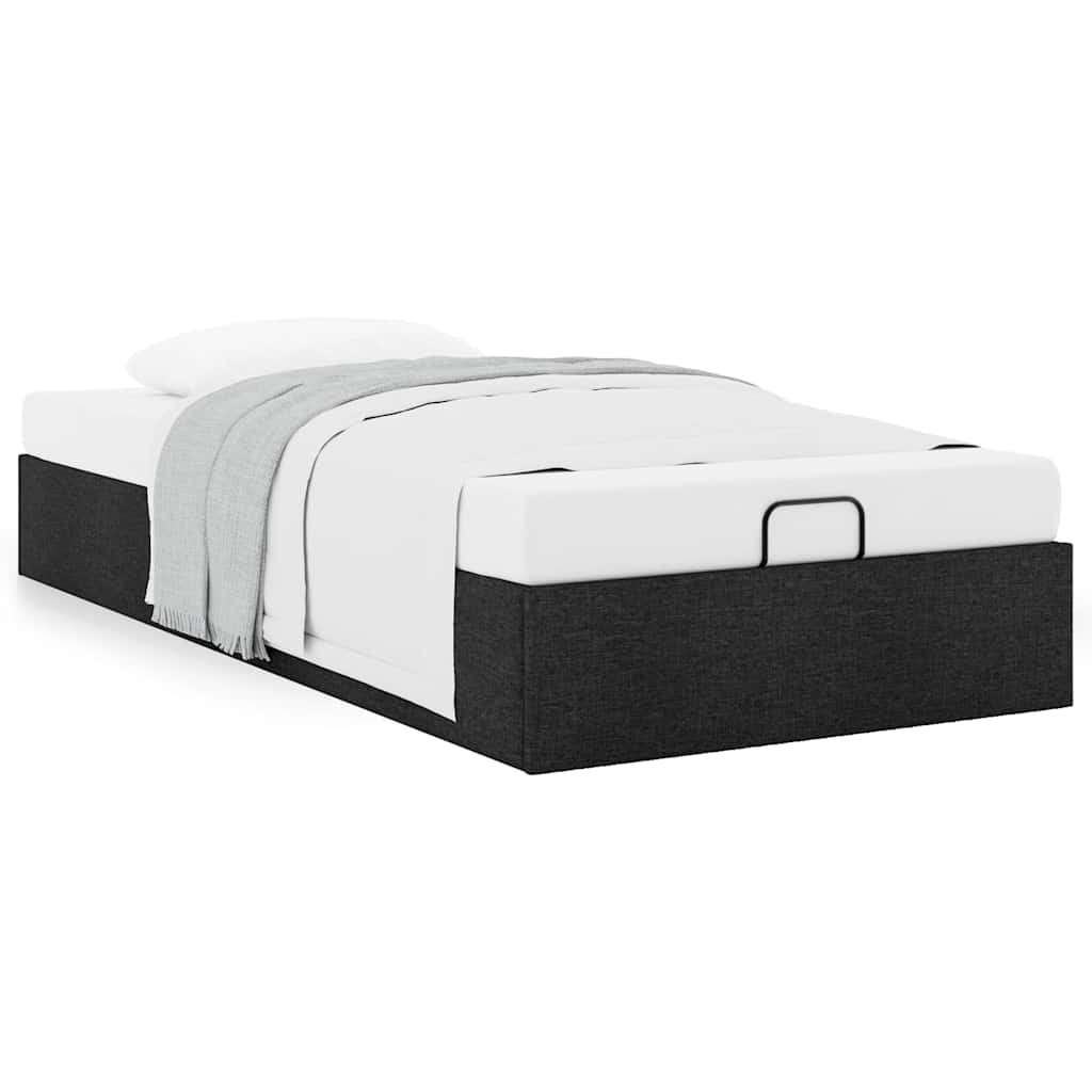 Struttura Letto Pouf Senza Materasso Nero 90x190 Cm In Tessuto - Image 4