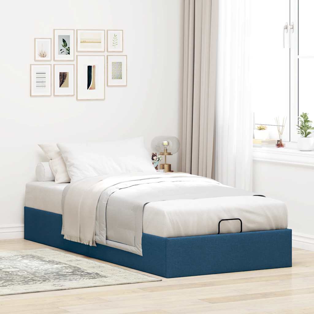 Struttura Letto Pouf Senza Materasso Blu 90x200 Cm In Tessuto - Image 3