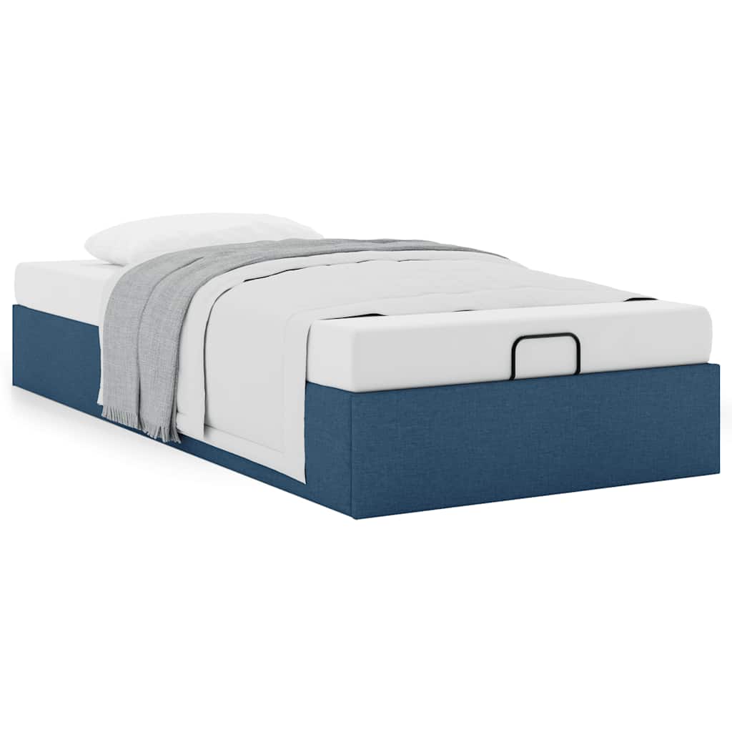 Struttura Letto Pouf Senza Materasso Blu 90x200 Cm In Tessuto - Image 4