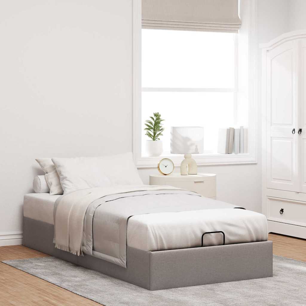 Struttura Letto Pouf Senza Materasso Tortora 100x200cm Tessuto - Image 3