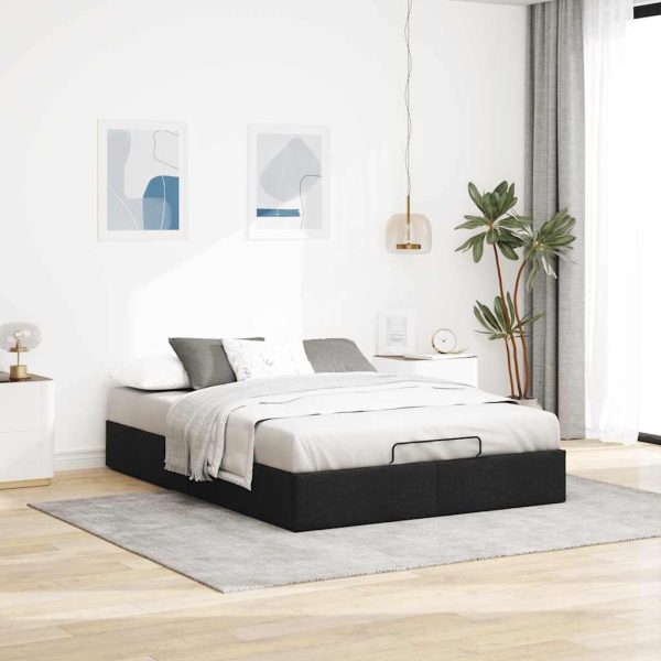 Struttura Letto Pouf Senza Materasso Nero 140x190 Cm In Tessuto - Image 3