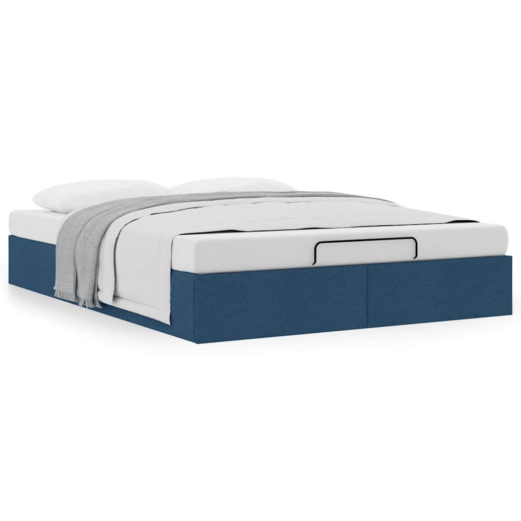 Struttura Letto Pouf Senza Materasso Blu 140x200cm In Tessuto - Image 4