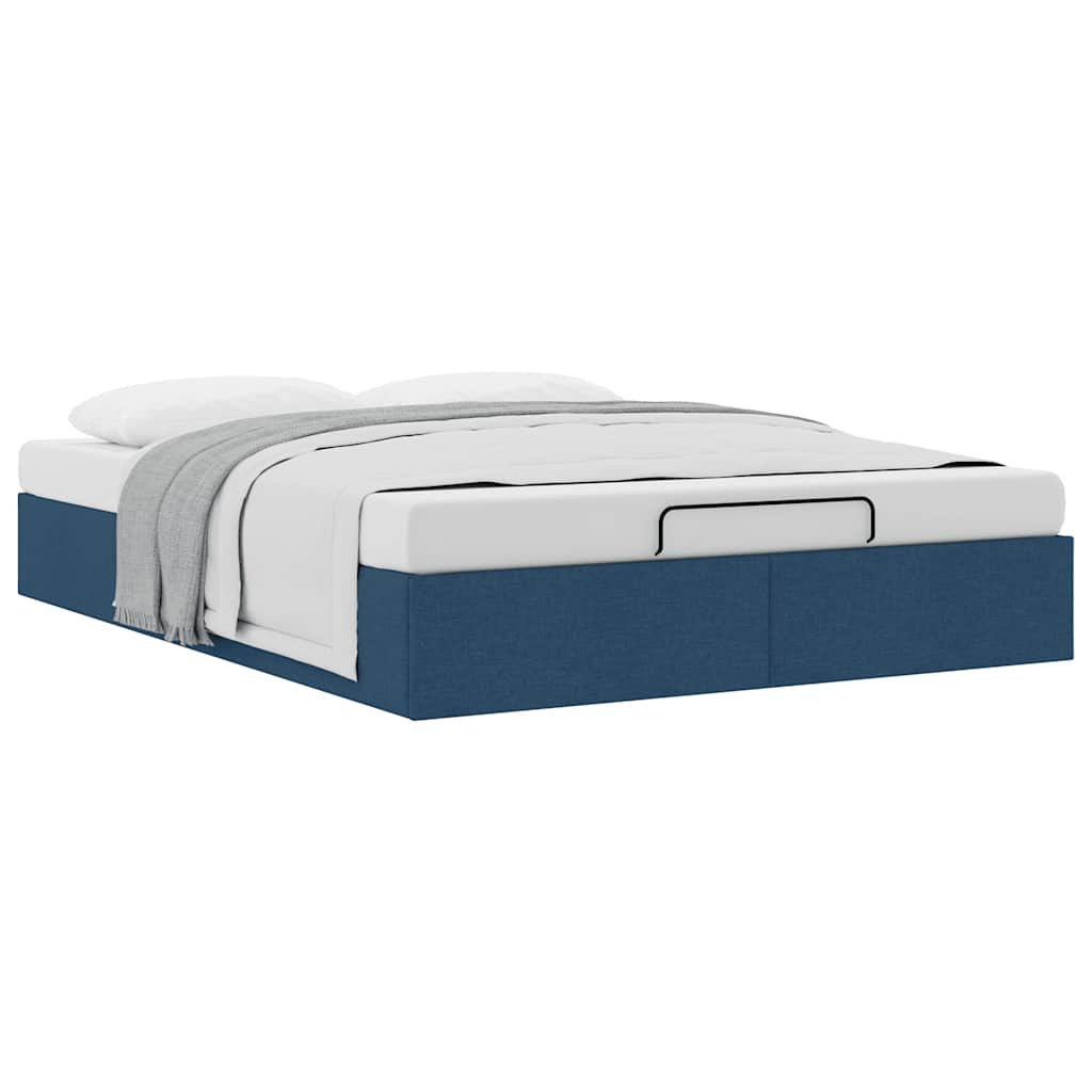 Struttura Letto Pouf Senza Materasso Blu 140x200cm In Tessuto - Image 5