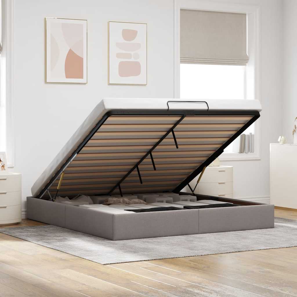 Struttura Letto Pouf Senza Materasso Tortora 160x200cm Tessuto