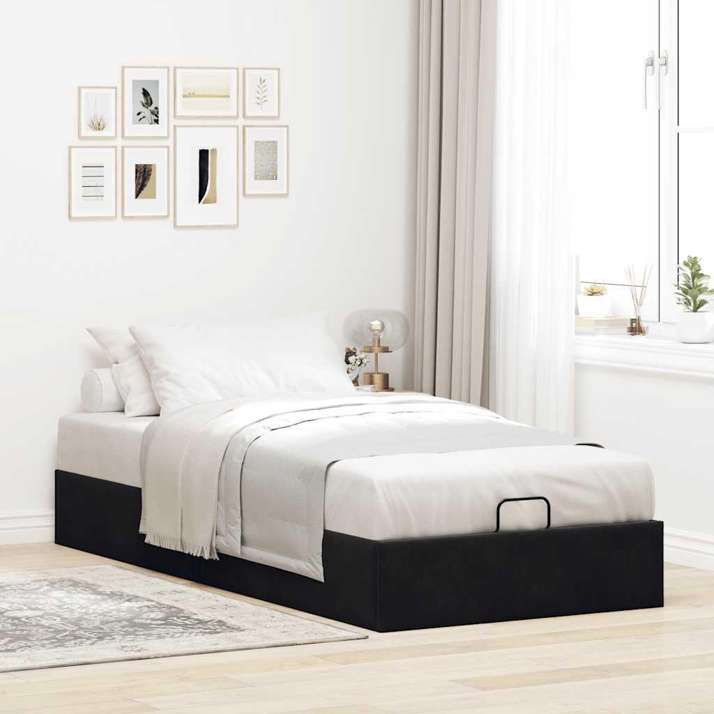 Struttura Letto Pouf Senza Materasso Nero 80x200 Cm Velluto - Image 3
