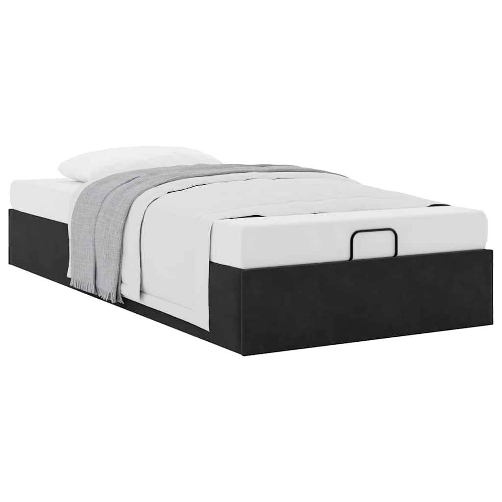Struttura Letto Pouf Senza Materasso Nero 80x200 Cm Velluto - Image 5