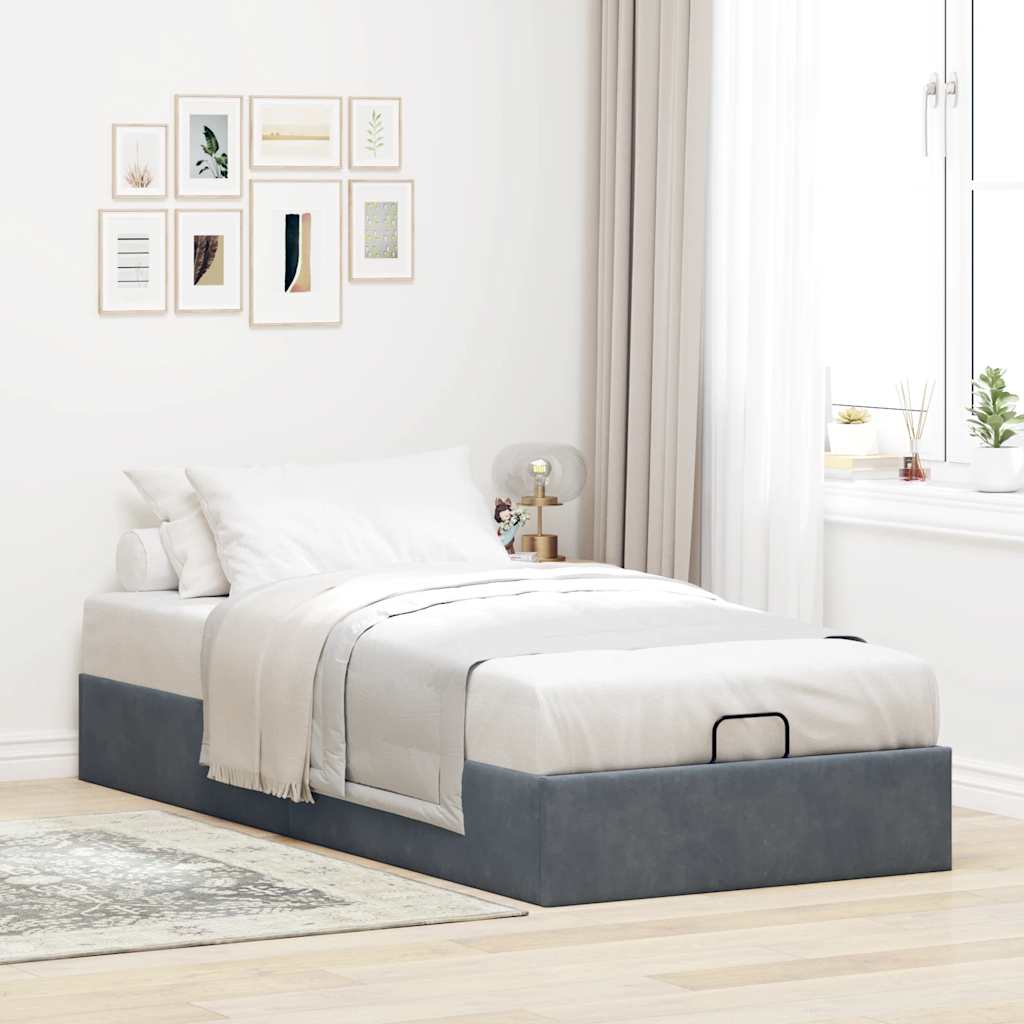 Giroletto Senza Materasso Grigio Scuro 90x190 Cm Velluto - Image 3