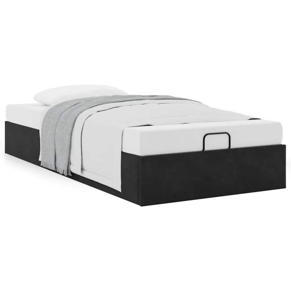 Struttura Letto Pouf Senza Materasso Nero 90x200 Cm Velluto - Image 4