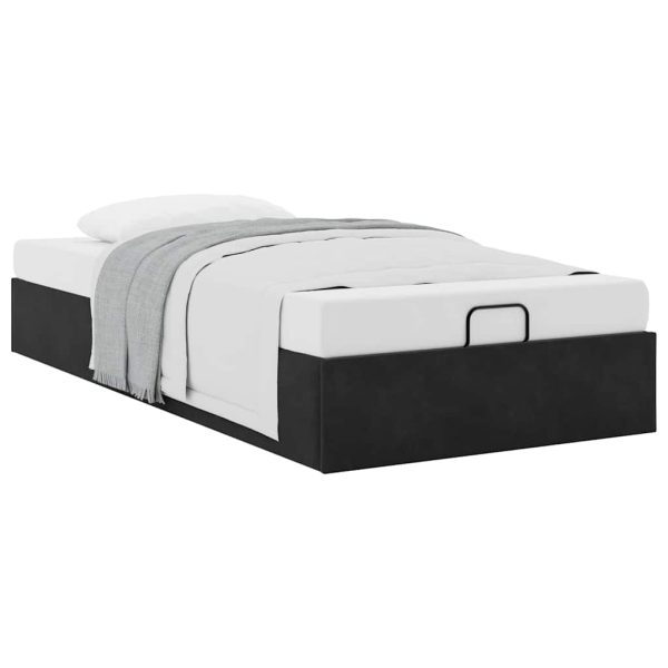 Struttura Letto Pouf Senza Materasso Nero 90x200 Cm Velluto - Image 5